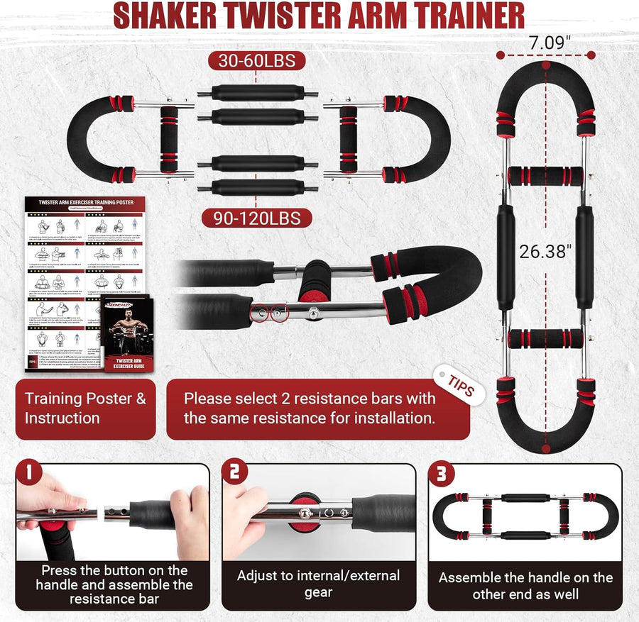 Adjustable Twister Arm Trainer, 30-120 lbs Resistance for Upper Body Workout