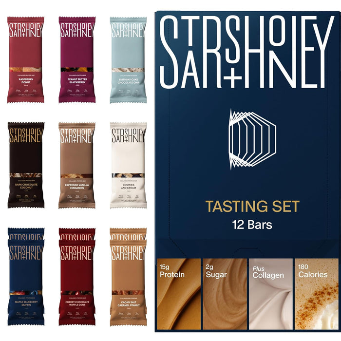 Stars + Honey Protein Bars- Flavor Variety,15g Protein, 2g Sugar, w/ Collagen Keto Friendly Snack - Gluten, Dairy, & Soy Free - High-Protein Snacks for Energy & Recovery-12 pack
