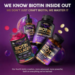 Biotin Gummies with Collagen - Hair Growth Support, Skin, & Nail Strength - for Women & Men - Biotin 10000mcg | Keratin | Hyaluronic Acid | B-Complex | Nettle - Sugar-Free, Mixed Berry, 60 Gummies