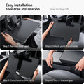 YONZEE 2-in-1 Car Steering Wheel Desk Tray & Car Seat Gap Filler Organizer – Foldable Carbon Fiber Look Table for Laptop, Eating Food, Writing – Multipurpose Travel Car Accessories
