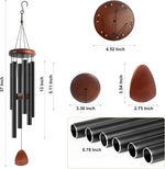 Large Aluminium Wind Chimes 37" to Create a Zen Atmosphere Suitable for Outdoor, Garden, Patio Decoration. Classic Black Wind Chime with Wind Catcher Suitable as A Gift for Mom Neighbor Unisex