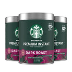 Starbucks Premium Instant Coffee, Dark Roast Coffee, Arabica Beans, Three 3.17 oz Tins