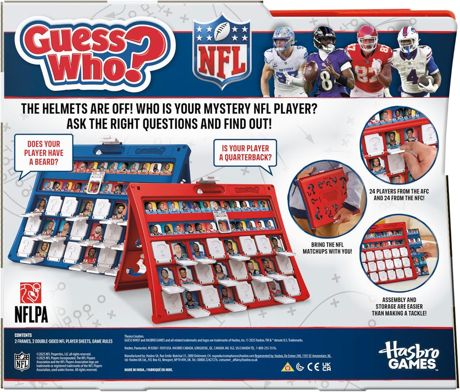 Guess Who? NFL Edition Board Game | Officially Licensed NFL Game for Kids and Families | Ages 6+ | 2 Players | 15 Mins. | Football Games