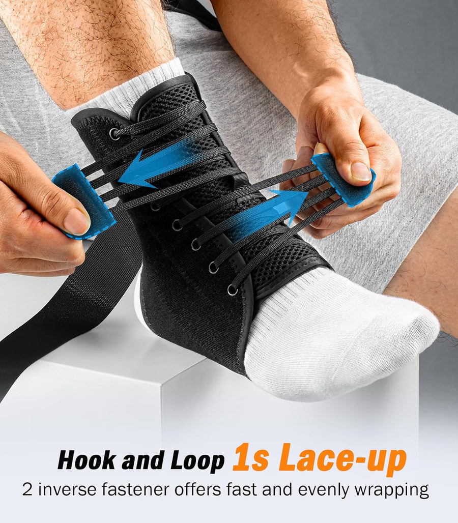 Slim-Fit Ankle Brace for Sprained Ankle, Quick Lace Up Ankle Support for Women Men