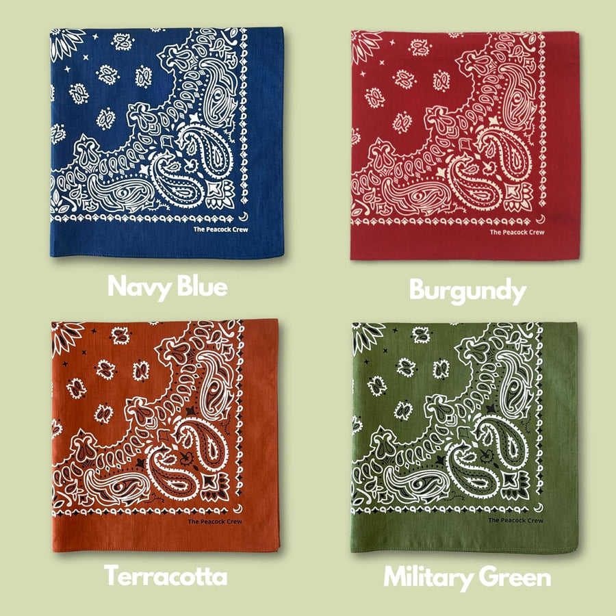 The Peacock Crew Premium Soft Cotton Bandanas Pack for Men and Women Paisley 22 x 22 inches
