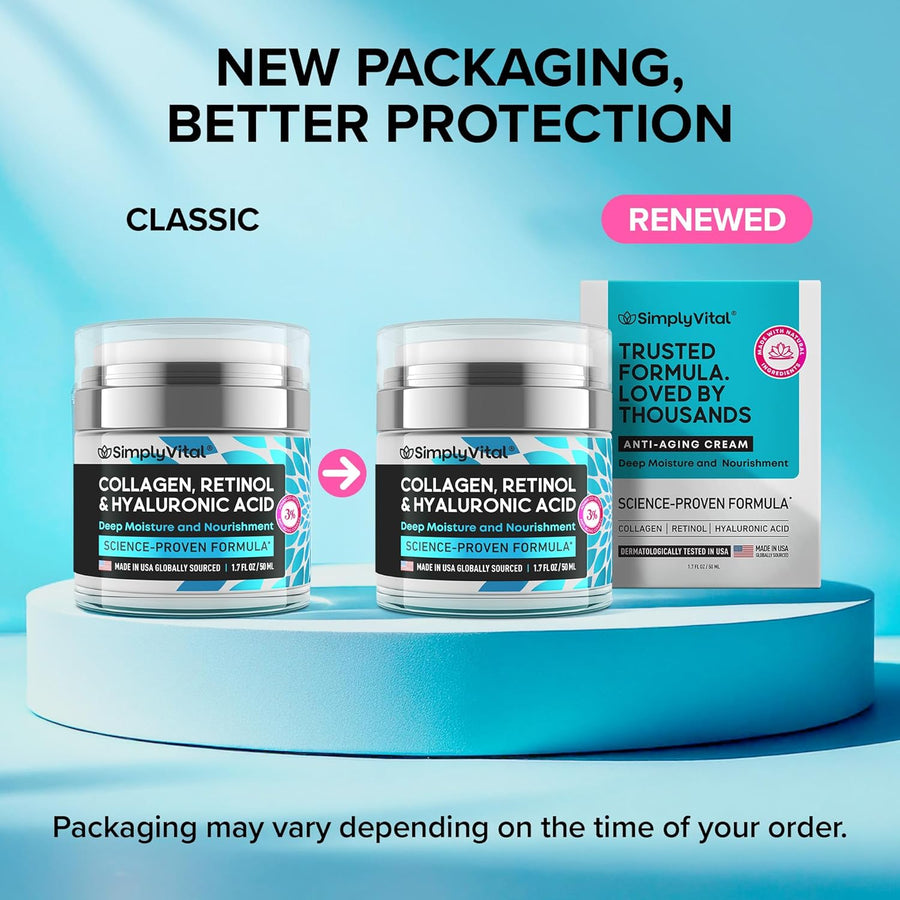 SimplyVital Anti-Aging Collagen, Retinol & Hyaluronic Face Cream – 1.7 fl.oz.