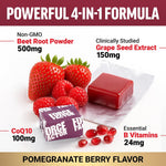 Force Factor Total Beets Heart Health Chews with Beetroot Powder, CoQ10, and B Vitamins