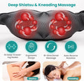 Nekteck Shiatsu Neck Massager with Heat for Pain Relief, 2026 Upgraded 3D Back Shoulder Kneading Massage Pillow, Black