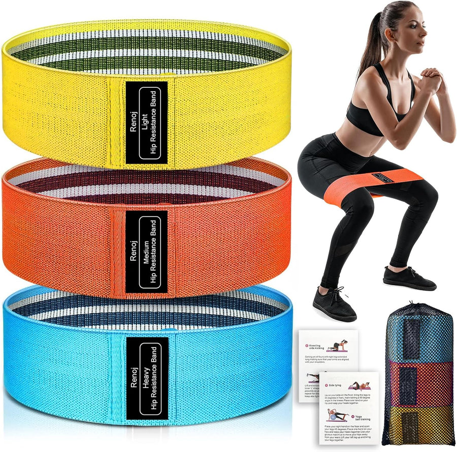Renoj Resistance Bands for Workout: 3-Set Exercise Bands for Pilates, Yoga, Home Gym