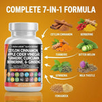 Clean Nutraceuticals Ceylon Cinnamon Capsules with Berberine Turmeric and Apple Cider Vinegar Supplement