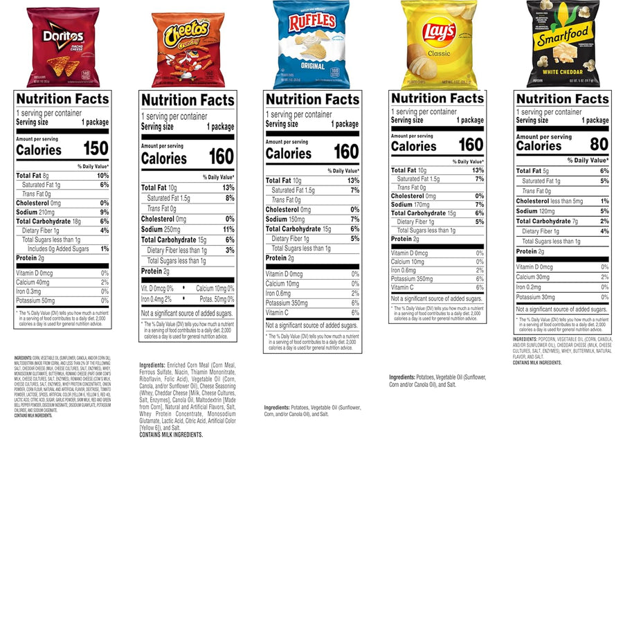 Frito-Lay Classic Mix Variety Pack, Single Serve Snack Bags (Pack of 21)