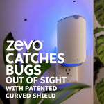 Zevo Flying Insect Trap & Cartridge - Plug in Fly Trap & Indoor Bug Catcher for Gnats, House & Fruit Flies - Mess-Free - Use in Any Room - Uses Blue & UV Light (1 Plug in Device & 1 Cartridge)