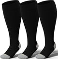 LEVSOX 15-20 mmHg Knee High Compression Socks for Women and Men Plus Size Wide Calf