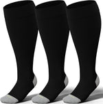 LEVSOX 15-20 mmHg Knee High Compression Socks for Women and Men Plus Size Wide Calf
