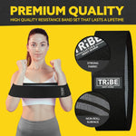 Tribe Fabric Resistance Bands - 3 Pack for Workout, Booty, Legs & Glute - Non-Slip Exercise Bands