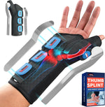 FEATOL Carpal Tunnel Wrist Brace Night Support, Thumb Spica Splint Right Hand for De Quervains Tenosynovitis, Tendonitis, Thumb Brace for Women Men, Black Blue, Large/XLarge
