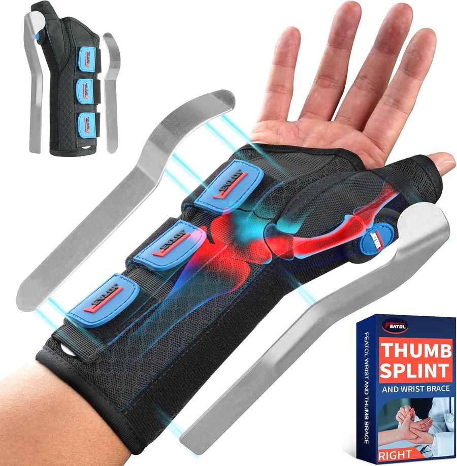 FEATOL Carpal Tunnel Wrist Brace Night Support Right Hand Large/XLarge