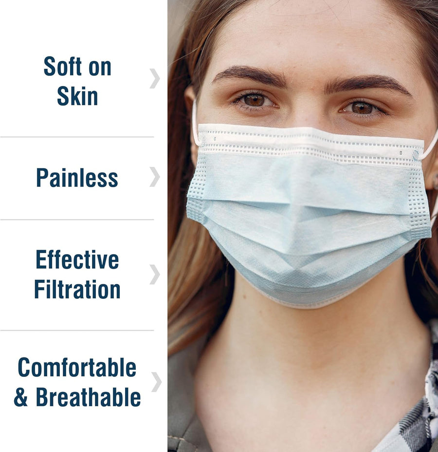 WECARE 3 Ply Disposable Face Mask 50 Pack Individually Wrapped Printed Masks