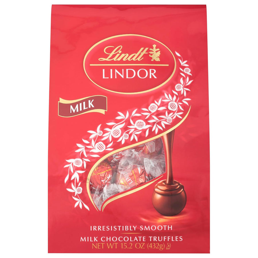 Lindt LINDOR Milk Chocolate Candy Truffles, Milk Chocolate with Melting Truffle Center, 15.2 oz. Bag