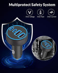 [4 in 1] USB C Car Charger, 4-Port 90W Super Fast Charging Cigarette Lighter Adapter, Dual 45W USBC & USB-A Multiport Car Phone Charger Accessories for iPhone 17 16 15 14 13 12, iPad, Galaxy, Tablet
