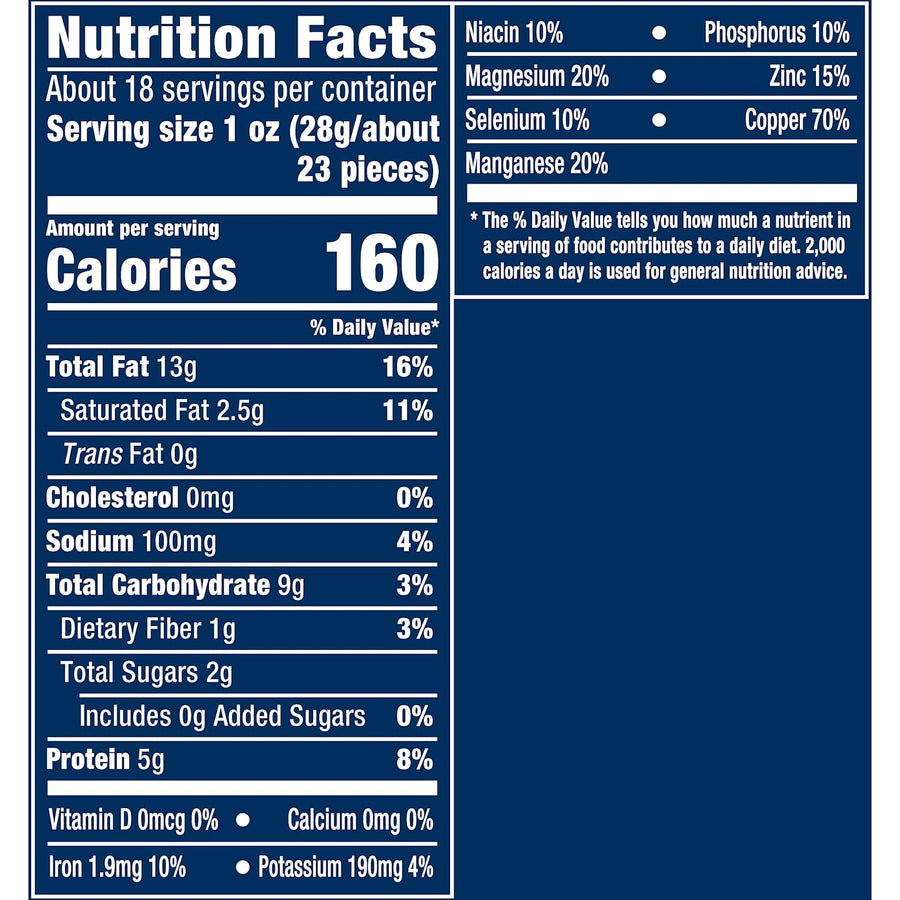 PLANTERS Deluxe Salted Whole Cashews, Party Snacks, Plant-Based Protein, Quick Snack for Adults, After School Snack, Roasted Cashew Flavored with Sea Salt, Bulk Nuts, Kosher, 1 lb 2.25oz Canister