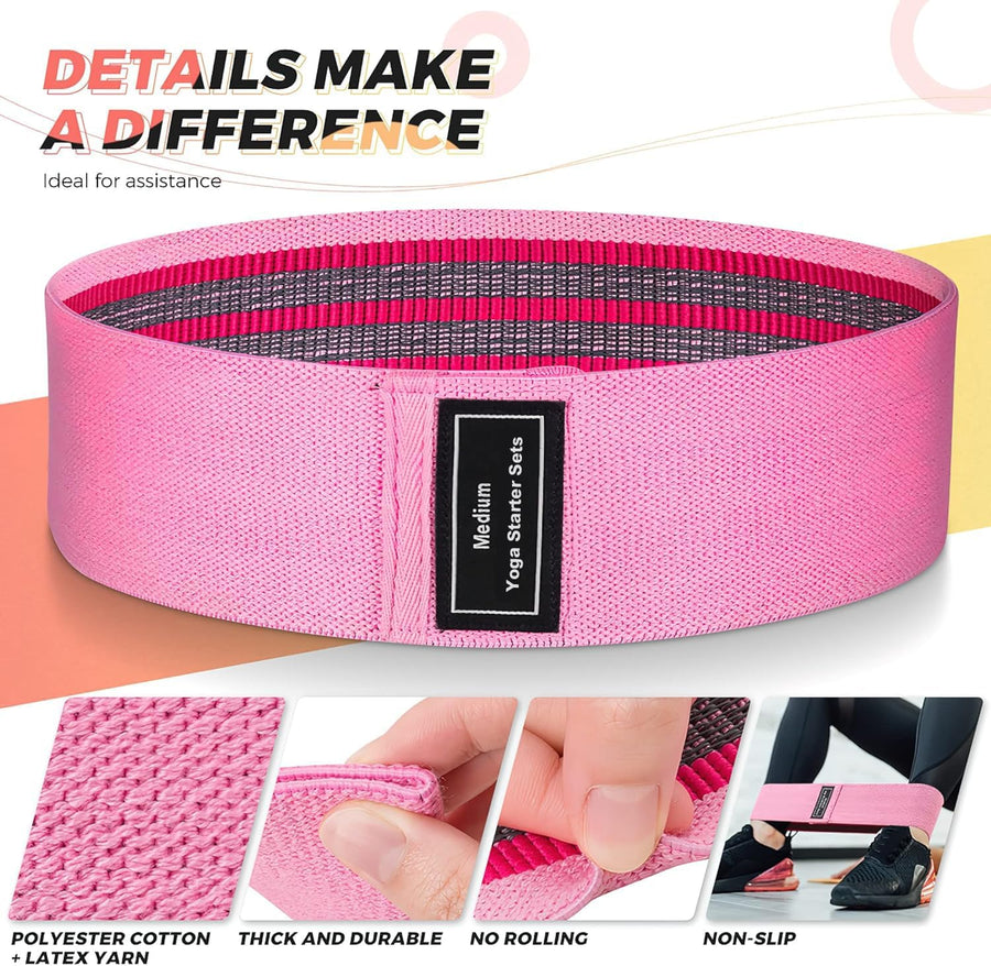 Renoj Resistance Bands Set: 3 Fabric Loops for Pilates, Yoga, Home Gym, Booty, Leg Training