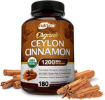 NutriFlair Organic Ceylon Cinnamon Supplement 1200mg, 120 Capsules - USDA Certified - Non-GMO, Gluten Free Powder, Antioxidant Pills
