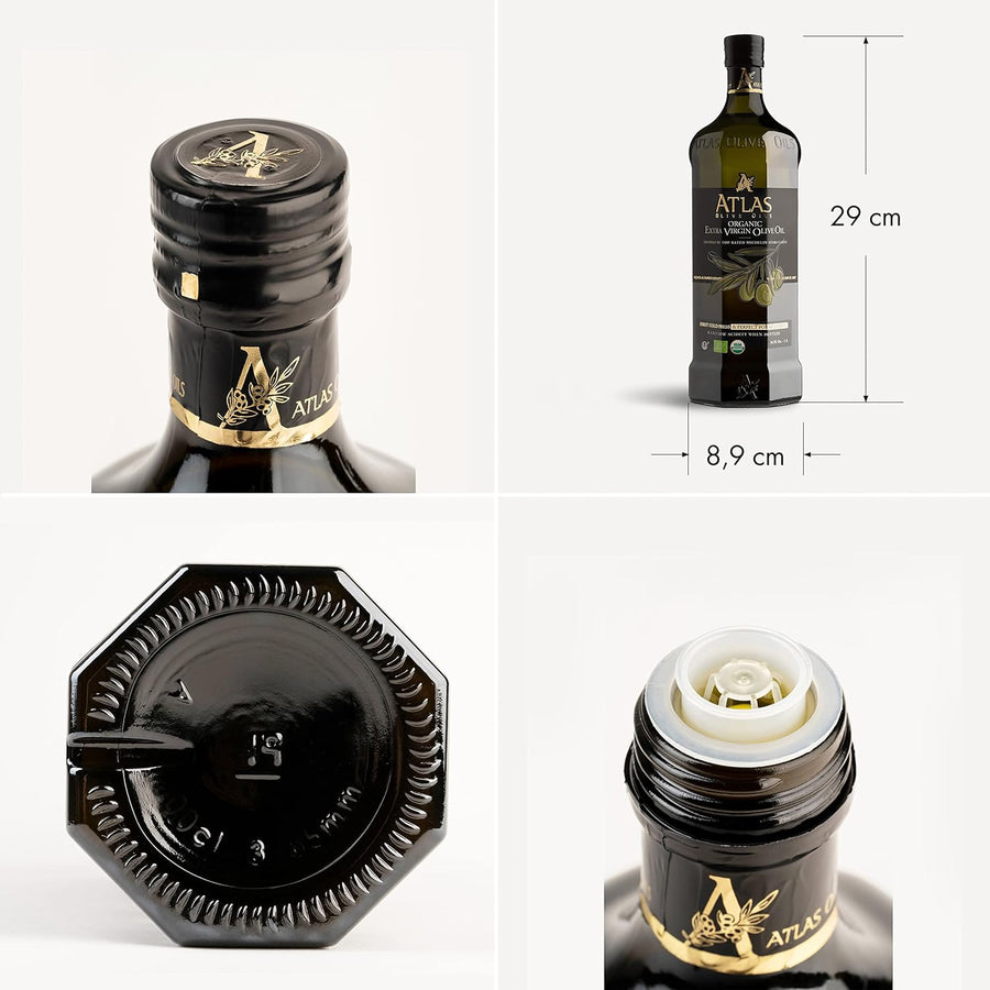 Atlas 1 LT Cold Press Extra Virgin Olive Oil with Polyphenol Rich from Morocco | Newly Harvested Unprocessed from One Single Family Farm | Moroccan Organic EVOO Trusted by Award-Winning Chefs