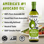 Chosen Foods Avocado Oil, 16.9 Fl Oz - All Purpose Cooking Oil made from 100% Pure Avocados - Non-GMO, Gluten-Free, Keto Friendly, Glyphosate Free - 500mL (Pack Of 1)