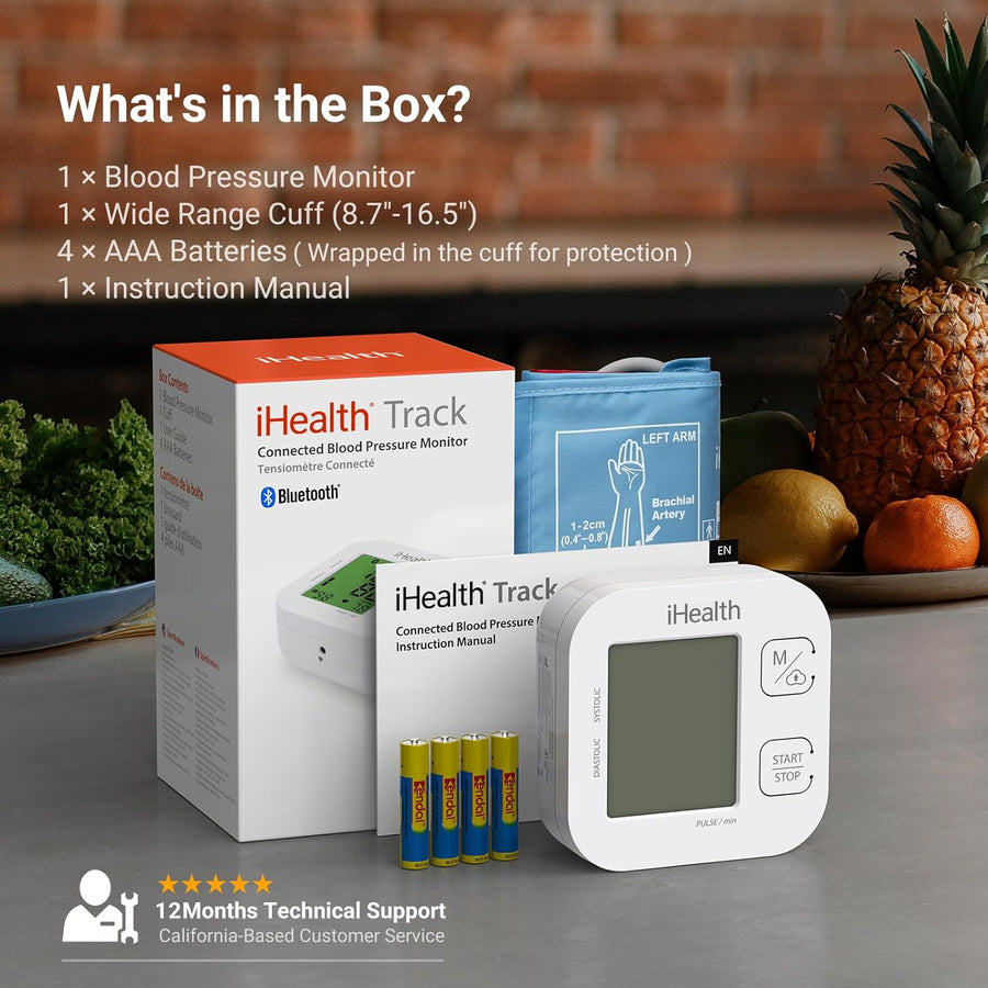 iHealth Track Smart Upper Arm Blood Pressure Monitor with Wide Range Cuff