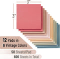 Mr. Pen- Sticky Notes, 3"x3", 12 Pads, Vintage Colors, Self-Stick Pads, Aesthetic, Colorful, Bulk