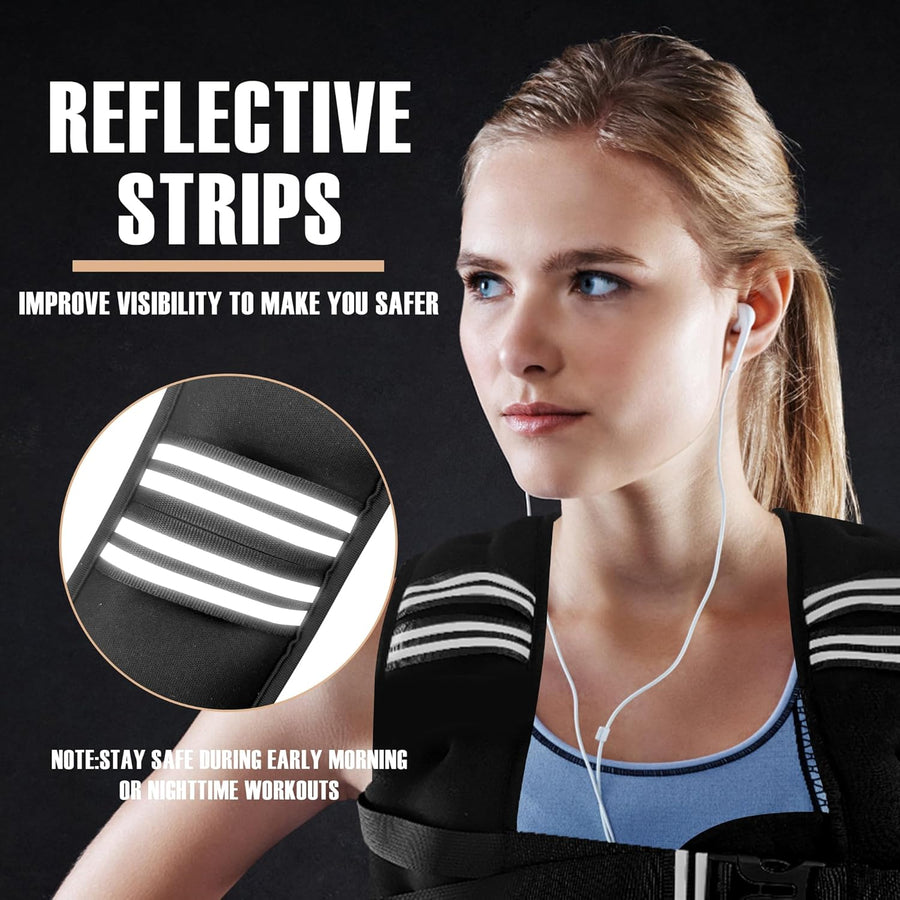 NATURELUX Weighted Vest for Men & Women - 5-30lbs Adjustable Weight Vest for Workouts, Running, Walking
