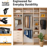 Hanger Central 30 Pack Pants Hangers – 12 Inch Slim Plastic Clothes Hangers with Clips for Skirts, Shorts & Trousers – Non Slip Grip, Heavy Duty Space Saver with Swivel Hook – Black Closet Organizer