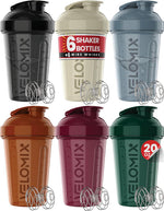 VELOMIX 6-Pack 20oz Protein Shaker Bottles - Leak-Proof, Dishwasher Safe