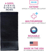 Extender Strap - Multipurpose Elastic Hook and Loop Extension for Ice Packs, Ice Belts, Back/Knee/Ankle Braces, Vests, Wraps, and Belts - Made in USA (2 x 9 Inches)