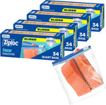 Ziploc Quart Food Storage Freezer Slider Bags, Power Shield Technology for More Durability, 34 count, 4 Pack, 136 Total (Packaging May Vary)