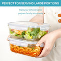 Vtopmart 2Pack 1860ml/63oz Large Glass Storage Containers with Lids, Meal Prep Food Container Set with Snap Airtight Lid for Baking, Microwave, Oven, Leak Proof, for Freezer, Dishwasher, Grey