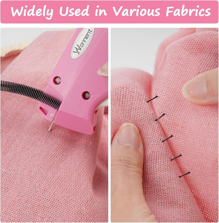 Stitch Gun for Clothes Stitchy Tagging Gun for Clothing Stitchy Quick Clothing Fixer -Includes 1,000 Black Fasteners & 1,000 White Fasteners & 6 Needles(hotpink+White)