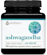 Youtheory Ashwagandha - with Organic KSM-66 Ashwagandha - Herbal Blend to Support Stress Relief & Energy Levels* - Helps Support Mood* - 60 Vegetarian Capsules (30-Day Supply)