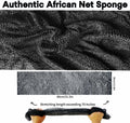 African Net Sponge Authentic, African Exfoliating Sponge Real African Net Black Owned, African Bath Sponge Back Scrubber, Body Exfoliator Shower Bath Accessories (Black)