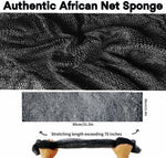 African Net Sponge Authentic, African Exfoliating Sponge Real African Net Black Owned, African Bath Sponge Back Scrubber, Body Exfoliator Shower Bath Accessories (Black)