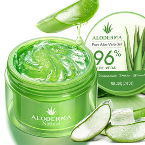 Aloderma Organic 96% Aloe Vera Gel – Hydrating Face, Body & After-Sun Care, 7oz