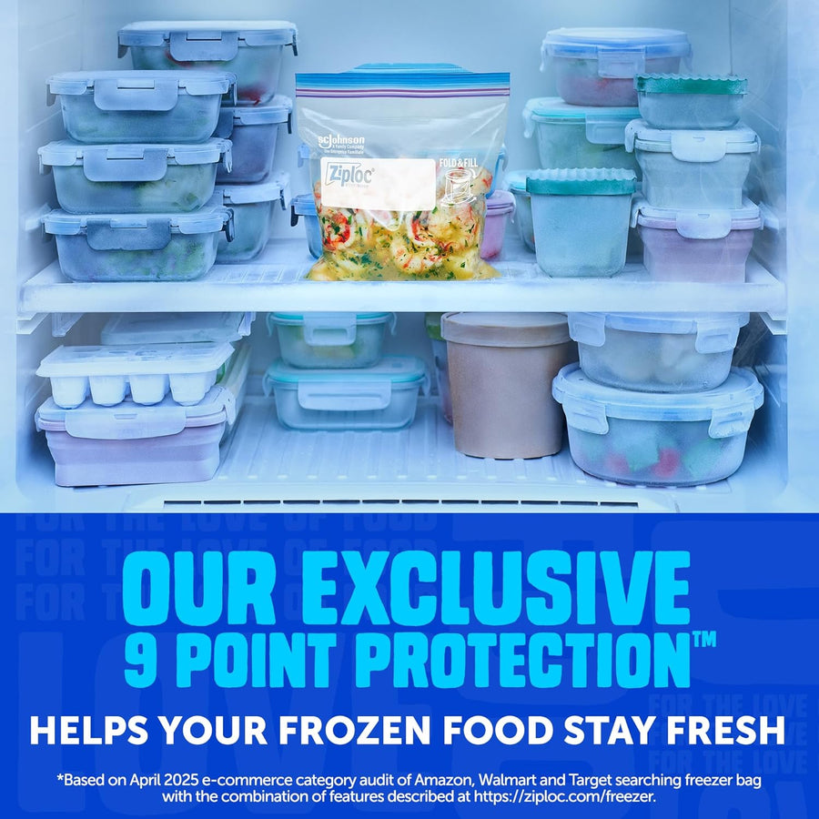 Ziploc Gallon Food Storage Freezer Bags, Stay Open Design, Easy to Fill, 80 count