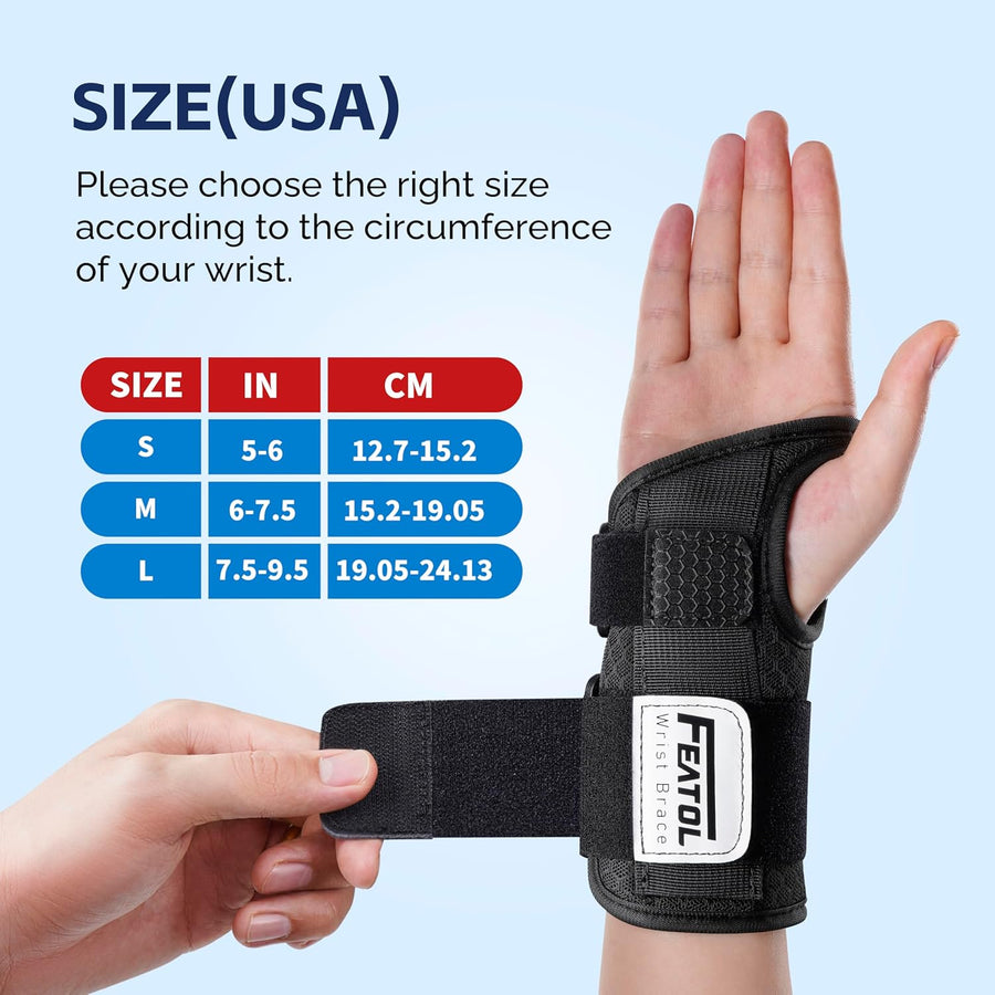 FEATOL Carpal Tunnel Wrist Brace for Women and Men with Wrist Splint