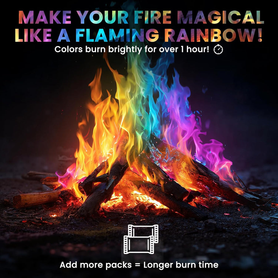 Magical Flames Fire Color Changing Packets Fire Pit (25 Pack), Fire Color Packets for Camping Essentials, Campfire, Bonfire & Fireplaces, Campfire Accessories