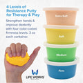 LIFE WORKS Therapy Putty Set for Adults and Teens, 4 Resistance Levels, Non-Toxic Silicone