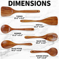 Zulay Kitchen 6-Piece Wooden Spoons for Cooking - Smooth Finish Teak Wood Utensils - Soft Comfort-Grip Cooking Wood Spoons Non-Stick Teak Easy to Clean Utensils Heat Resistant Non-Scratch Spoon Sets
