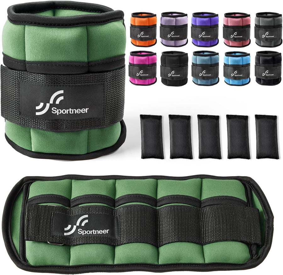 Sportneer Adjustable Ankle Weights Set - 2-10 lbs Removable Neoprene Leg Weights