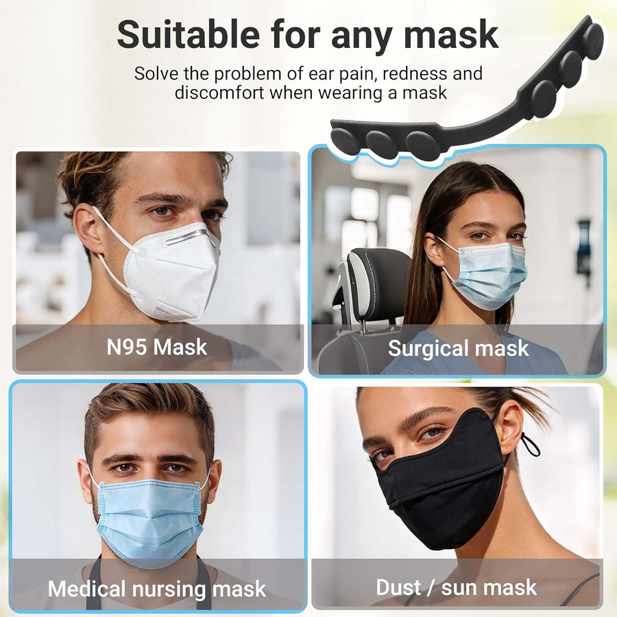 5Pcs Silicone Mask Holder Mask Ear Saver, Face Mask Extender Strap, Face Mask Holder to Protect Ears, Mask Straps for Back of Head, Adjustable Ear Savers for Face Masks, Soft Reusable Extension Bands
