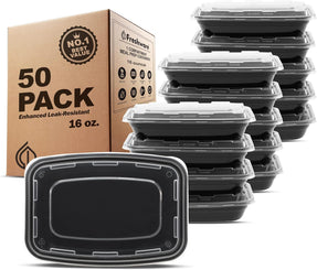 Freshware Meal Prep Containers [50 Pack] 1 Compartment Food Storage Containers with Lids, Bento Box, BPA Free, Stackable, Microwave/Dishwasher/Freezer Safe (16 oz)